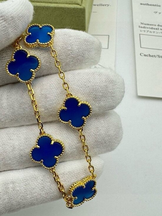Van Cleef & Arpels Alhambra Bracelet • Gold Blue Agate - Picture 6 of 11